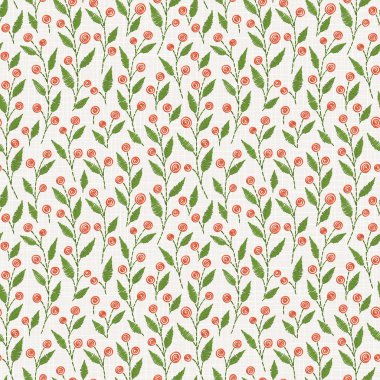 Nakış Tekstil, ev dekor, moda, kumaş için keten kumaş dokusu üzerinde çiçek seamless modeli. dikiş taklit  