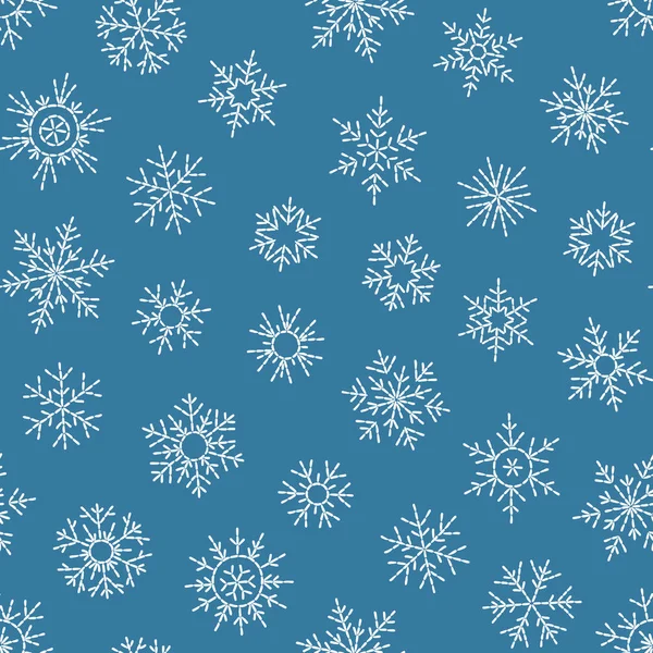 雪花无缝图案 降雪圣诞节重复背景 — 图库矢量图片