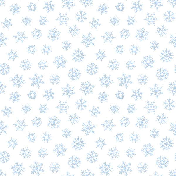 Modèle Abstrait Sans Couture Flocons Neige Bleu Tombant Sur Fond — Image vectorielle