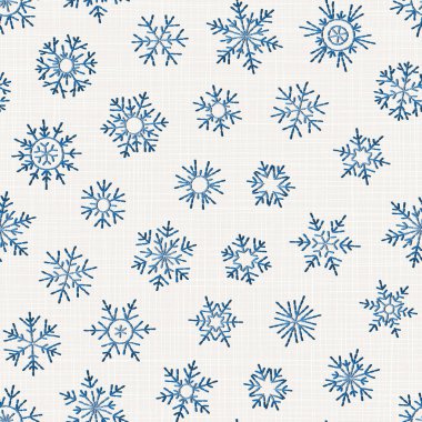 Sorunsuz nakış kar taneleri arka plan. Mutlu yeni yıl veya Noel dekorasyon tasarım öğesi. Duvar kağıdı veya hediye sarma deseni.