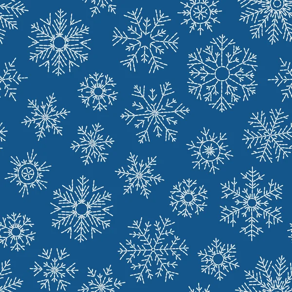 Copos Nieve Patrón Sin Costuras Navidad Nevada Repetición Telón Fondo — Archivo Imágenes Vectoriales
