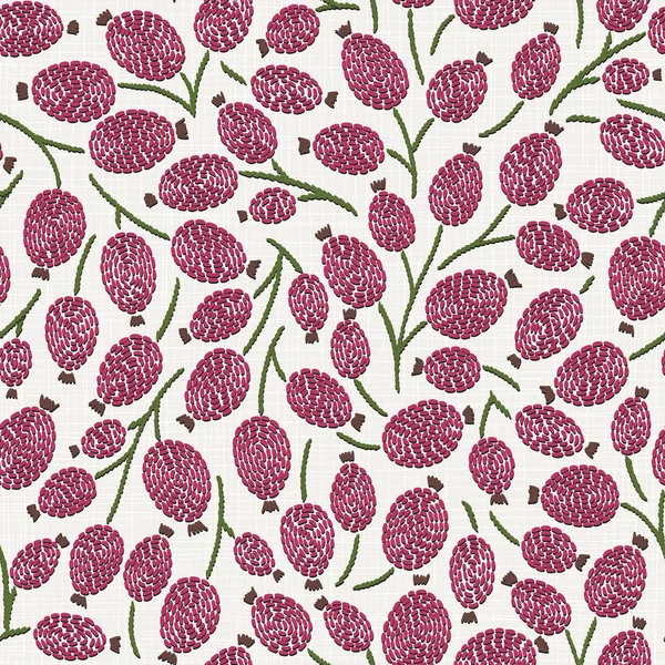Patrón Sin Costura Floral Bordado Textura Tela Lino Para Textiles — Archivo Imágenes Vectoriales