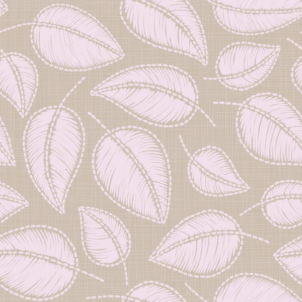 刺繍テキスタイル インテリア ファッション ファブリック リネンの布テクスチャに花のシームレスなパターン ステッチ模倣 — ストックベクタ