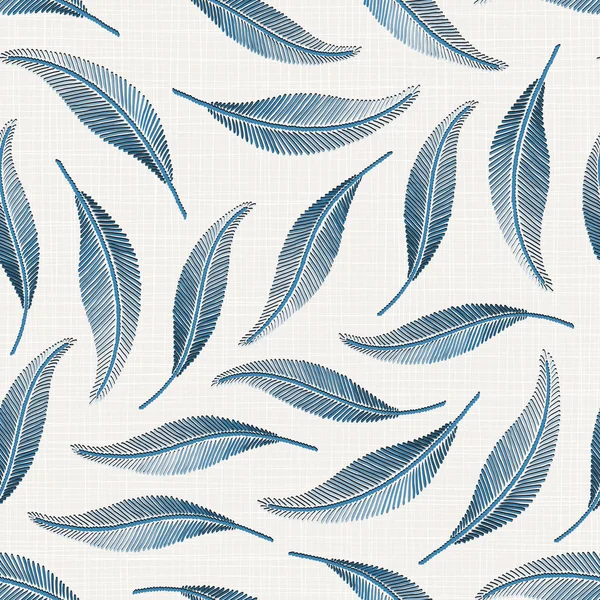 Pola Sulaman Bunga Mulus Pada Tekstur Kain Linen Untuk Tekstil - Stok Vektor