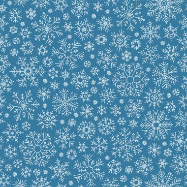 Elle çizilmiş doodle seamless modeli. Karanlık bir arka plan üzerinde beyaz kar taneleri. İçin ambalaj kağıt, kart, davet, duvar kağıdı, kumaş, tekstil, web tasarım.