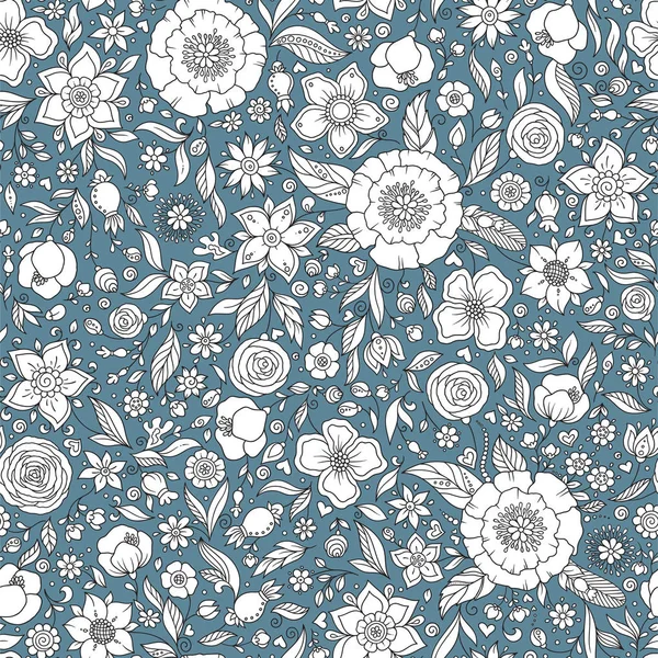 Nahtloser Vektor Florales Muster Frühling Sommer Hintergrund Handgezeichnete Oberflächengestaltung Mit — Stockvektor