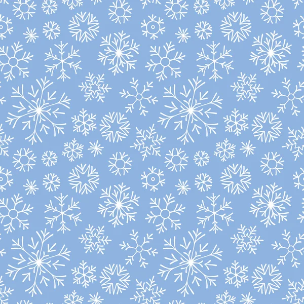 Kerstmis Naadloze Doodle Patroon Met Sneeuwvlokken — Stockvector