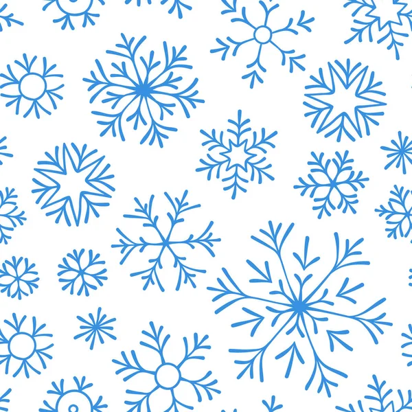 Schneeflocken Nahtloses Muster Schneefall Weihnachten Wiederholen Kulisse — Stockvektor