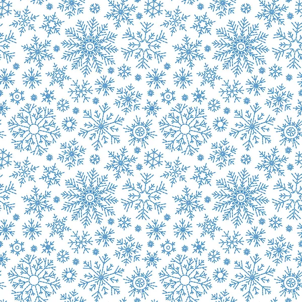 Kerstmis Naadloze Doodle Patroon Met Sneeuwvlokken — Stockvector