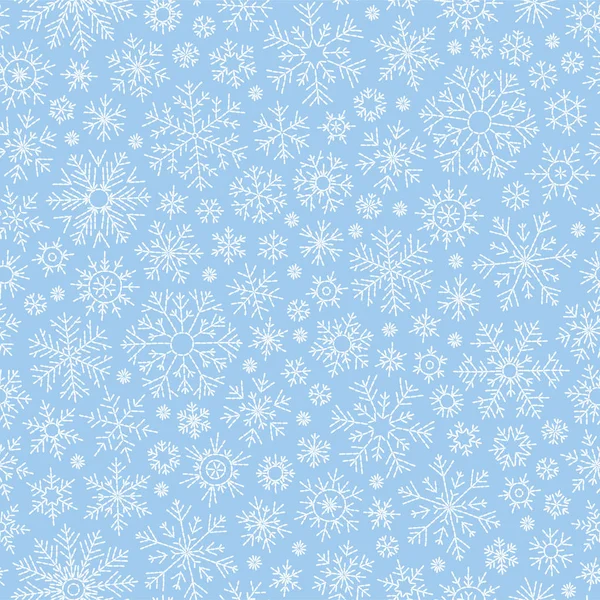 Snowflakes Seamless Pattern Snowfall Christmas Repeat Backdrop — Stock Vector