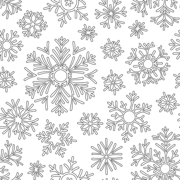 Patrón Sin Costuras Con Copos Nieve Navidad Invierno Dibujado Mano — Vector de stock