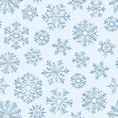 Sorunsuz nakış kar taneleri arka plan. Mutlu yeni yıl veya Noel dekorasyon tasarım öğesi. Duvar kağıdı veya hediye sarma deseni.