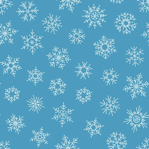 Weihnachten Nahtloses Kritzelmuster Mit Schneeflocken — Stockvektor