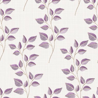 Nakış Tekstil, ev dekor, moda, kumaş için keten kumaş dokusu üzerinde çiçek seamless modeli. dikiş taklit  