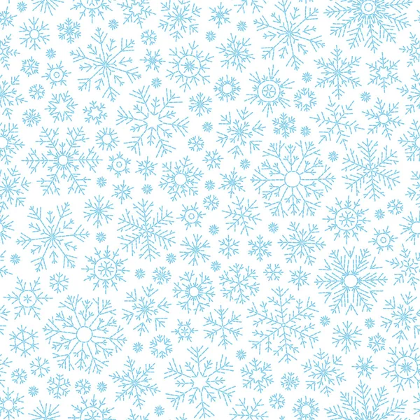 Abstracte Naadloze Patroon Vallen Blauwe Sneeuwvlokken Witte Achtergrond Winter Patroon — Stockvector