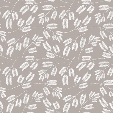 El ile Seamless modeli dalları çizilmiş. Şirin dekorasyon ev dekorasyonu için. Nakış dikiş taklit.