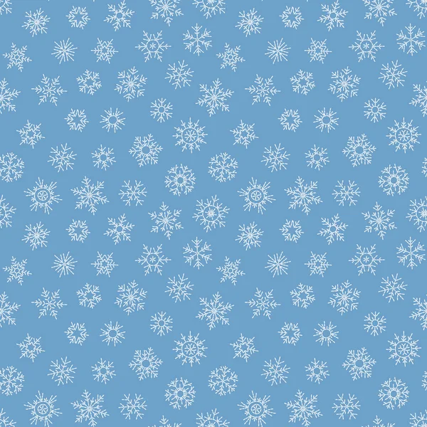 Kerstmis Naadloze Doodle Patroon Met Sneeuwvlokken — Stockvector