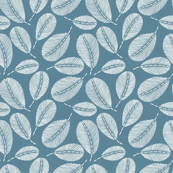 Vintage Embroidery Floral Fabric Texture Simple Seamless Background Leaves Branches — Stock Vector