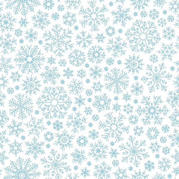 Abstracte Naadloze Patroon Vallen Blauwe Sneeuwvlokken Witte Achtergrond Winter Patroon — Stockvector