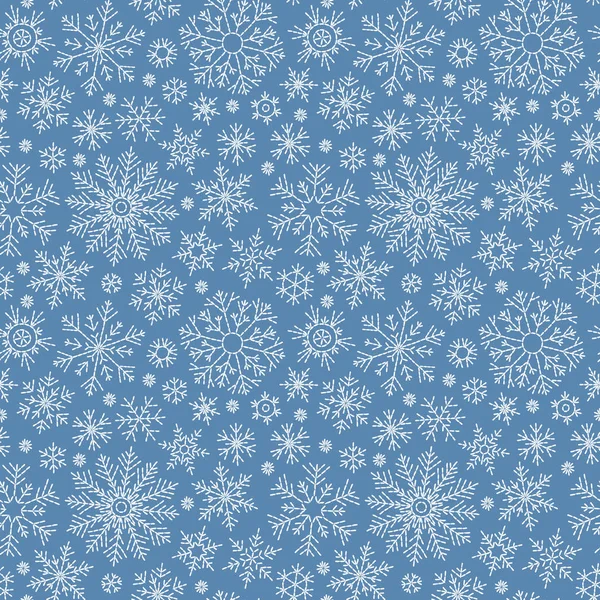 Christmas Seamless Doodle Pattern Snowflakes — Stock Vector