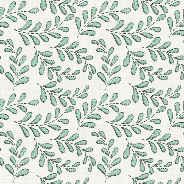 Patrón Sin Costura Floral Bordado Textura Tela Lino Para Textiles — Vector de stock