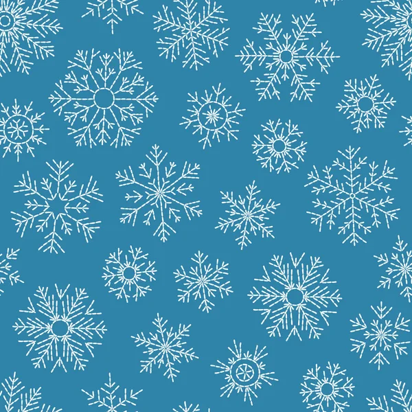 Snowflakes Seamless Pattern Snowfall Christmas Repeat Backdrop — Stock Vector