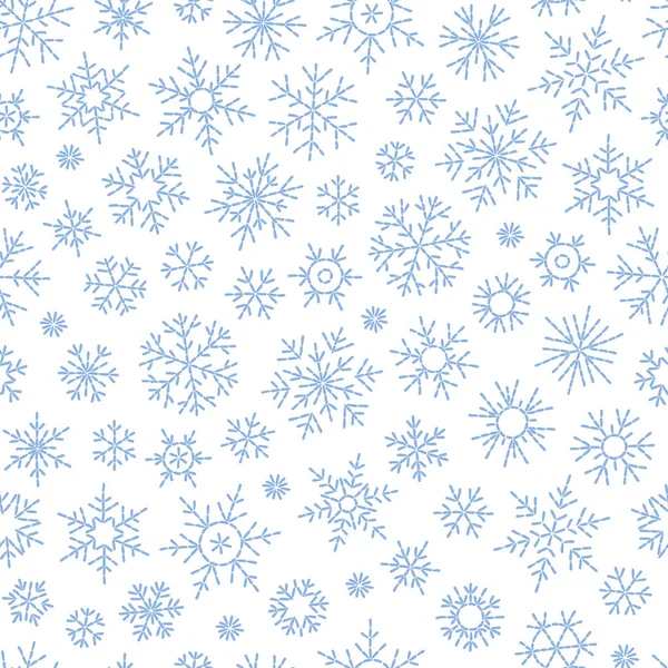 白い背景の青の落下の抽象的なシームレス パターン雪 冬のバナー クリスマスと新年のカード 招待状 はがきのパターン — ストックベクタ