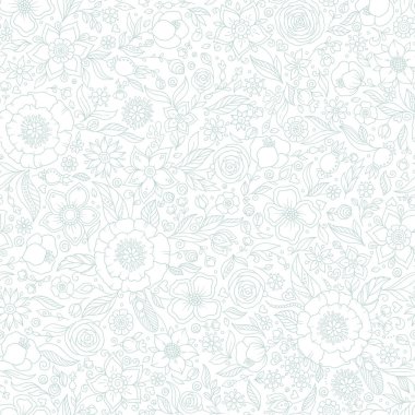 Sorunsuz vektör çiçek desenli, ilkbahar/yaz zemin. El bahçede çiçek ile yüzey tasarımı çekilmiş. Duvar kağıtları, desen dolgularını, yüzey dokuları için sorunsuz doku-ebilmek var olmak kullanılmış.