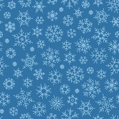 Elle çizilmiş doodle seamless modeli. Karanlık bir arka plan üzerinde beyaz kar taneleri. İçin ambalaj kağıt, kart, davet, duvar kağıdı, kumaş, tekstil, web tasarım.