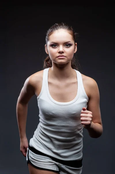 Uma Mulher Fugitiva Modelo Esporte Fitness Fit Running — Fotografia de Stock