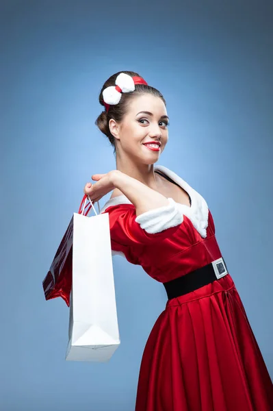 Young Woman Wearing Colorful Old Fashion Clothes Pinup Style — Stock Photo, Image