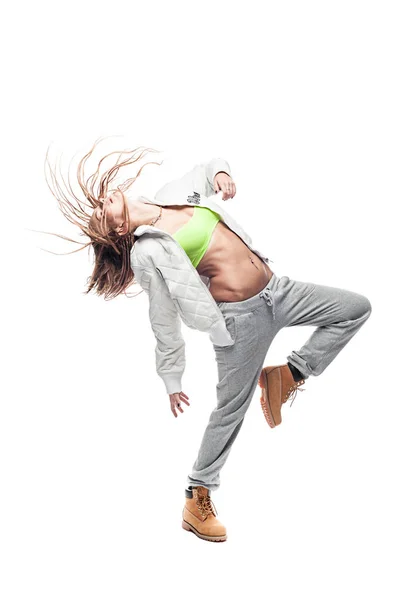 白い背景上に分離されて美しいブロンド ダンサー — ストック写真