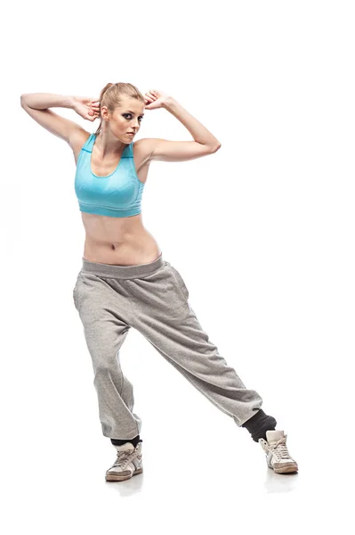 Vacker Blond Dansare Isolerad Vit Bakgrund — Stockfoto