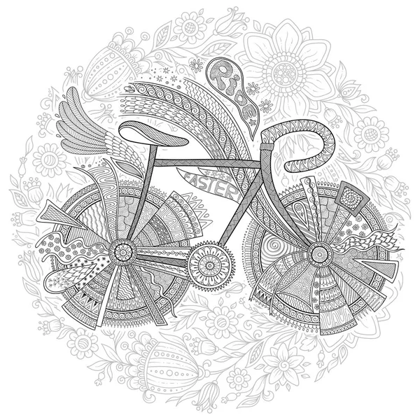 Bicicleta con flor sobre fondo blanco . — Archivo Imágenes Vectoriales