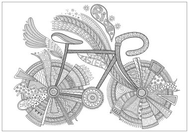 Beyaz arka planda çiçekli bisiklet. 