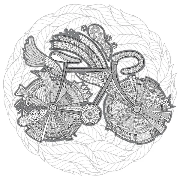 Bicicleta con flor sobre fondo blanco . — Archivo Imágenes Vectoriales