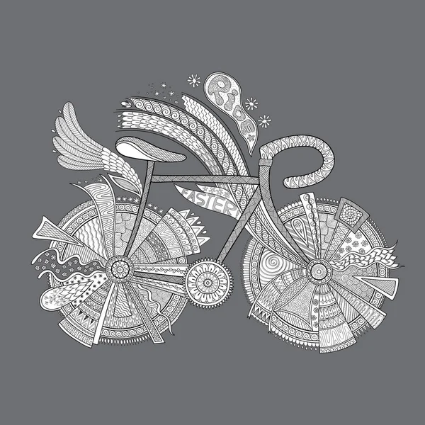 Vélo avec fleur sur fond blanc . — Image vectorielle