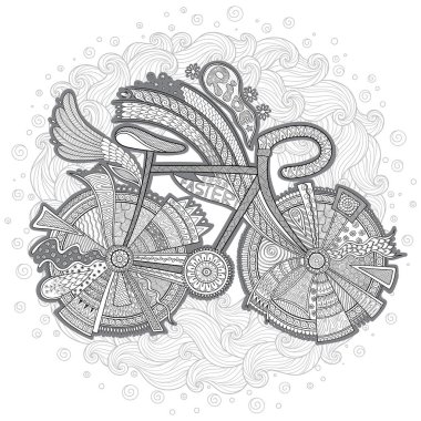 Beyaz arka planda çiçekli bisiklet. 