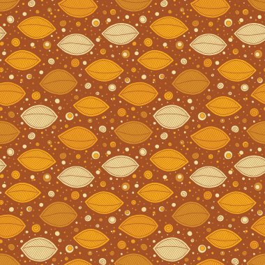 Elle çizilmiş turuncu yaprakları ile dikişsiz desen