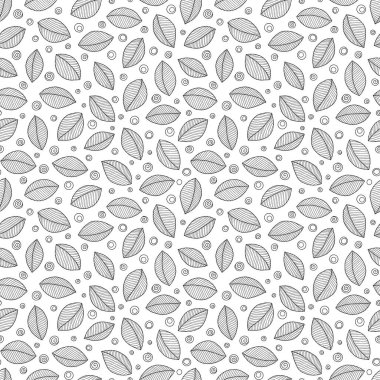 Boyama kitabı için dikişsiz doodle yaprakları desen. 