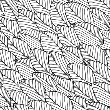 Boyama kitabı için dikişsiz doodle yaprakları desen. 