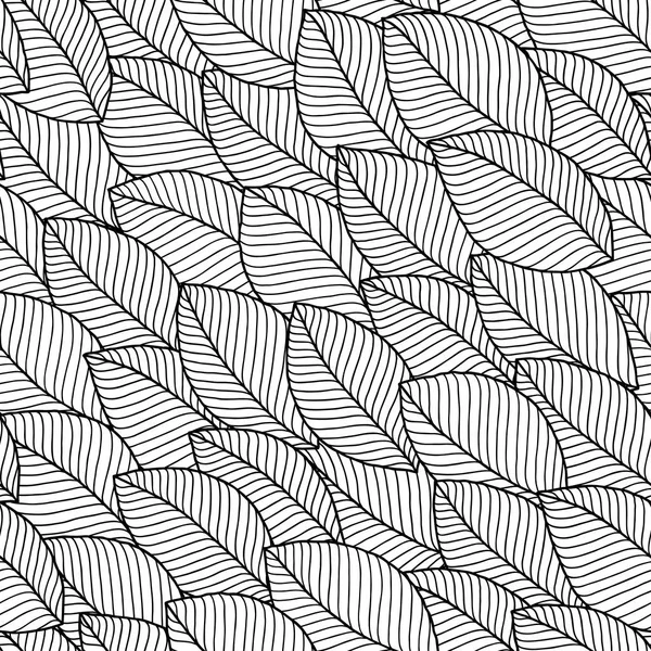 Seamless doodle  leaves pattern for coloring book. — Stock Vector