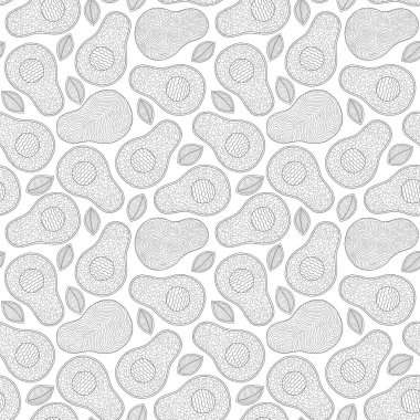 El çizilmiş doodle avokado dikişsiz desen. 