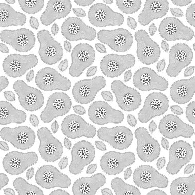 Doodle sanat avokado dikişsiz desen. 