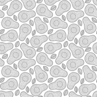 Doodle sanat avokado dikişsiz desen. 