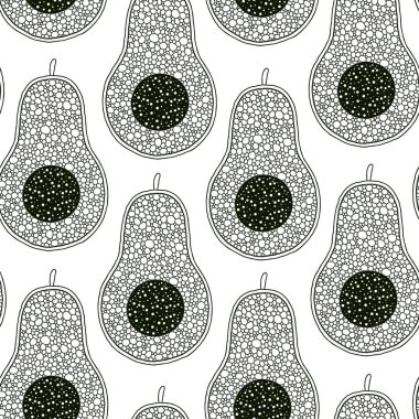 Line doodle sanat avokado dikişsiz desen. 