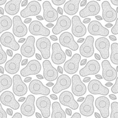 Doodle sanat avokado dikişsiz desen. 