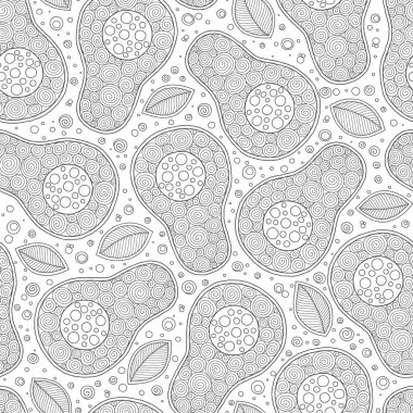 Line doodle sanat avokado dikişsiz desen. 