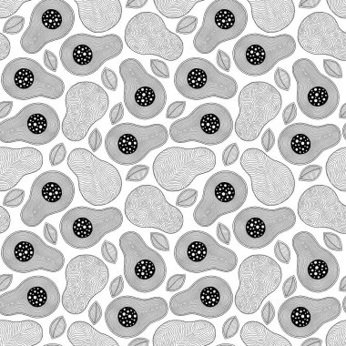 Doodle sanat avokado dikişsiz desen. 