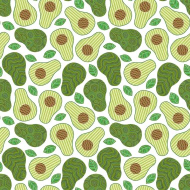 El çizilmiş karikatür avokado dikişsiz desen